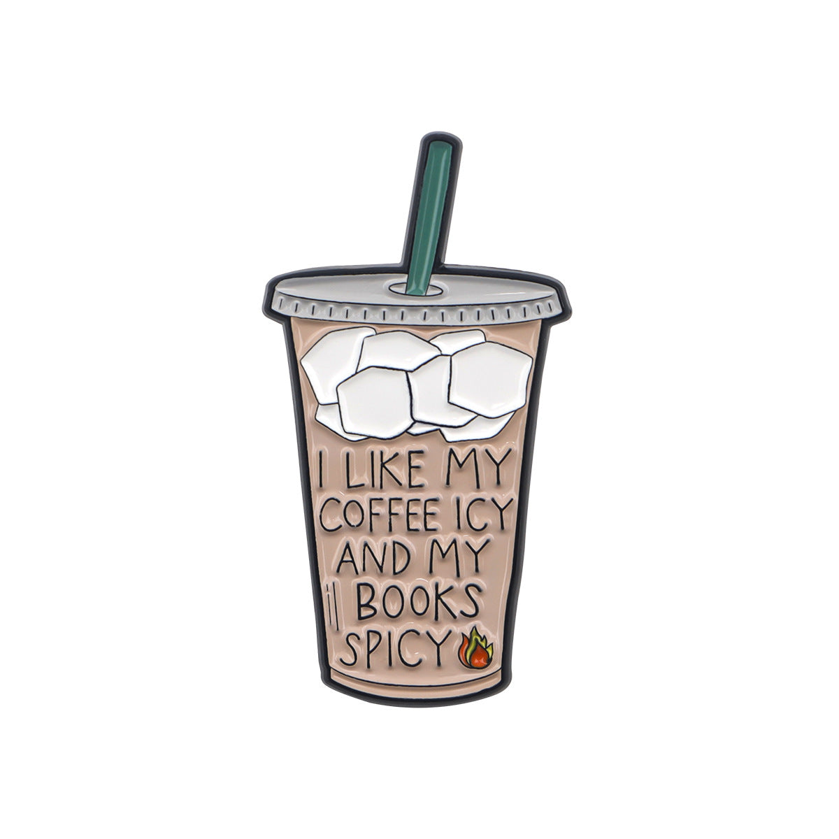 Cartoon Golden M Badge Coffee Quotation Brooch