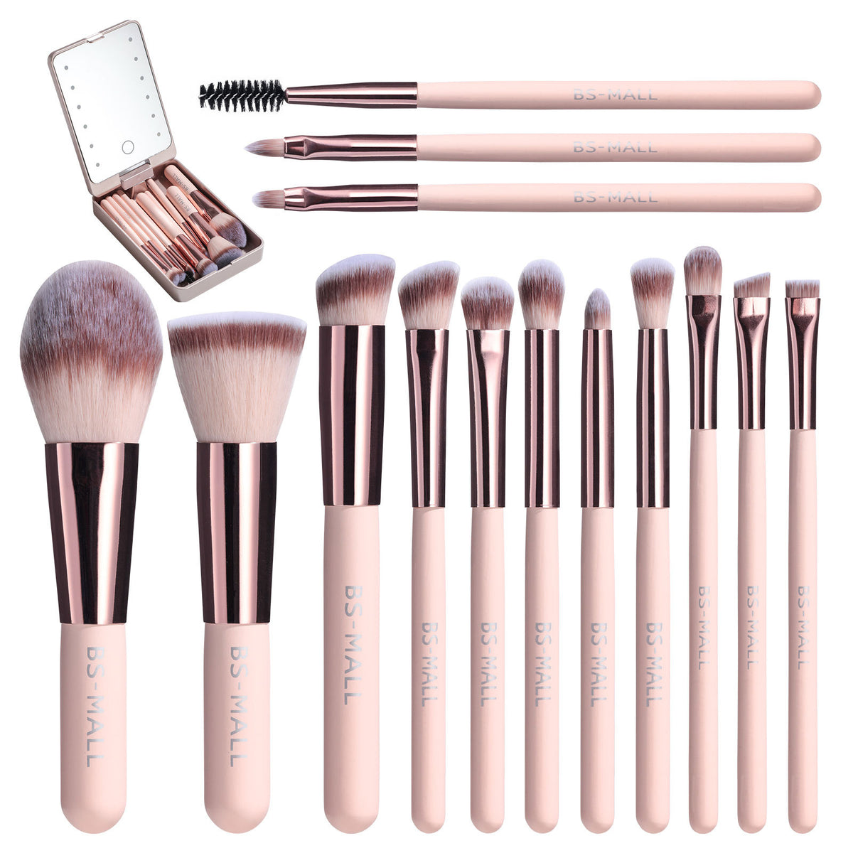 Rechargeable Luminous Mirror Portable Makeup Brush Suit