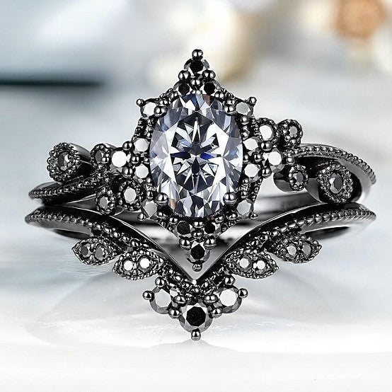 European And American Style Women Wedding Couple Couple Rings Fashion Zircon Ring Set