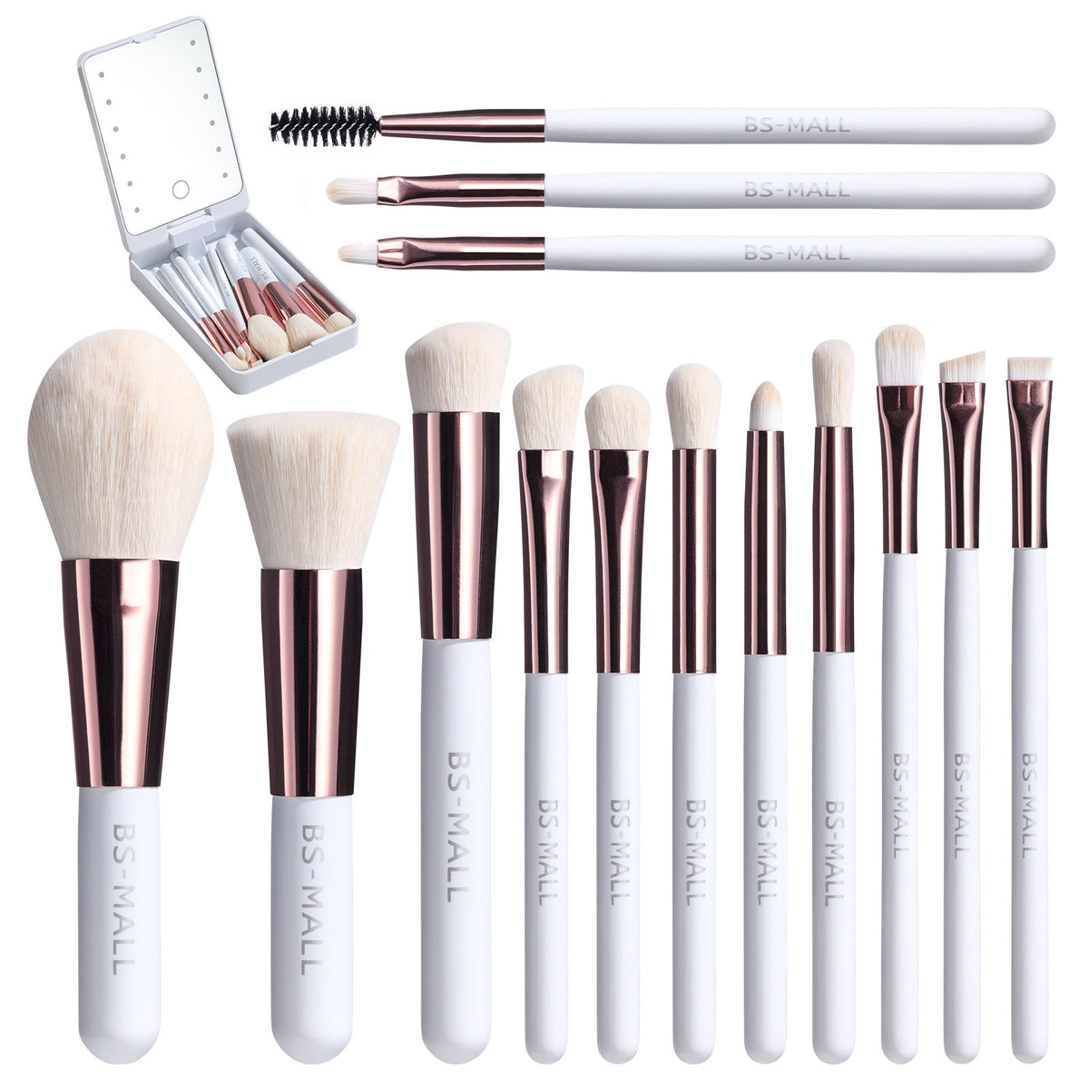 Rechargeable Luminous Mirror Portable Makeup Brush Suit