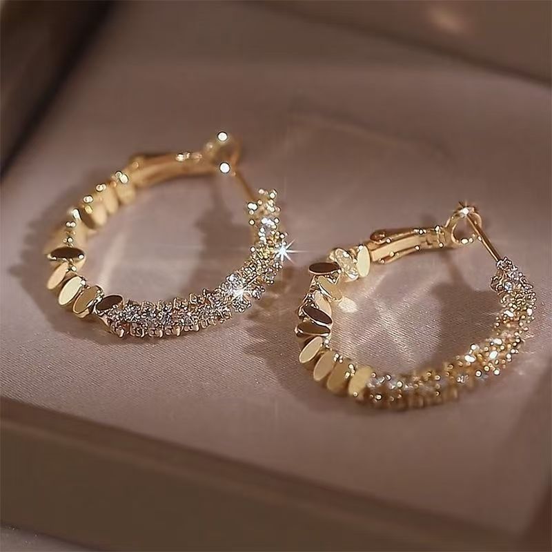 1 Pair Sparkling Zircon Ear Cuffs, Niche Design, Light Luxury & Elegant Earrings, 2026 New Arrival, Spring Summer Trendy Hoop Earrings