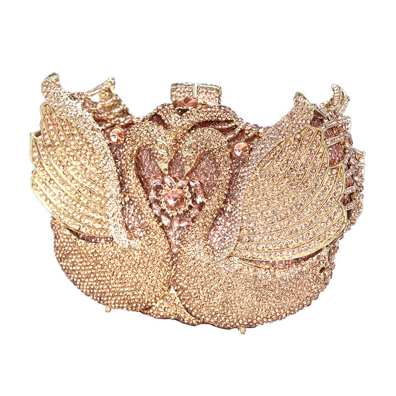 Color Moon Full Swan Small Bag Sequins Set With Diamonds