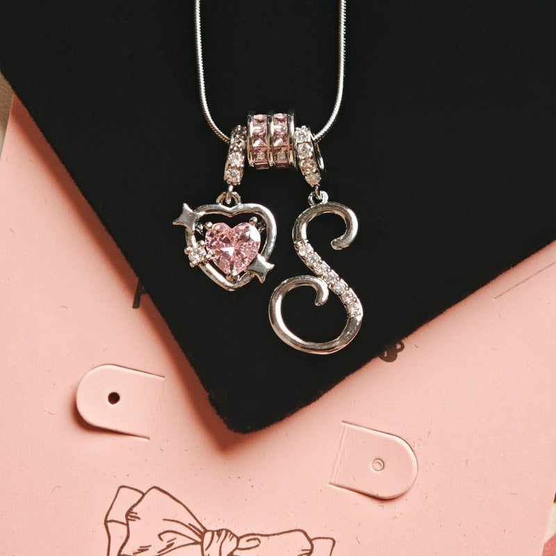 Wish Loving Heart Zircon English Letter Necklace