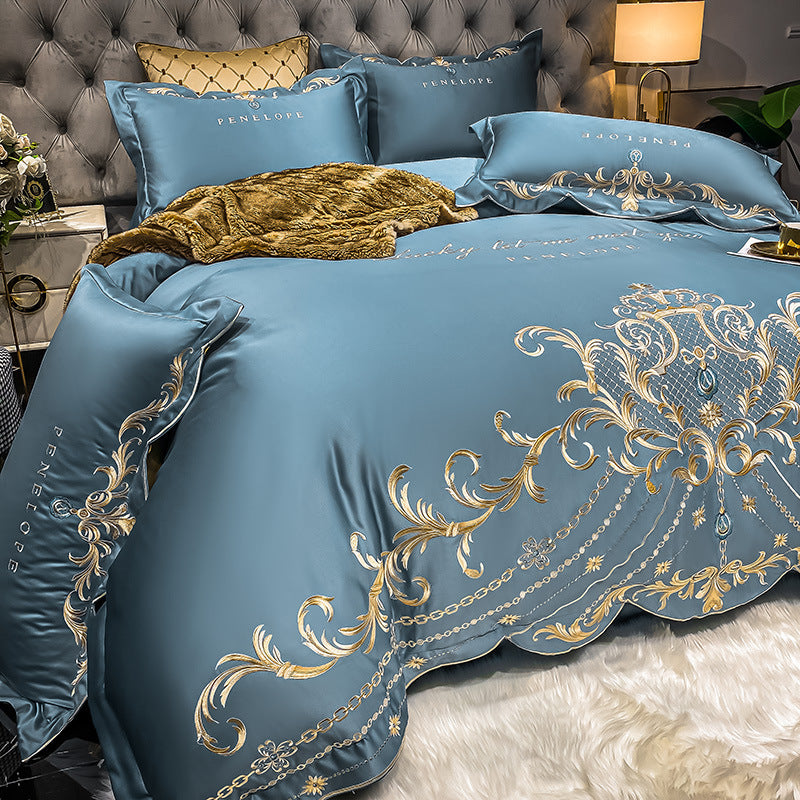 Four-Piece Bed Sheet Cotton Ice Silk Quilt Cover