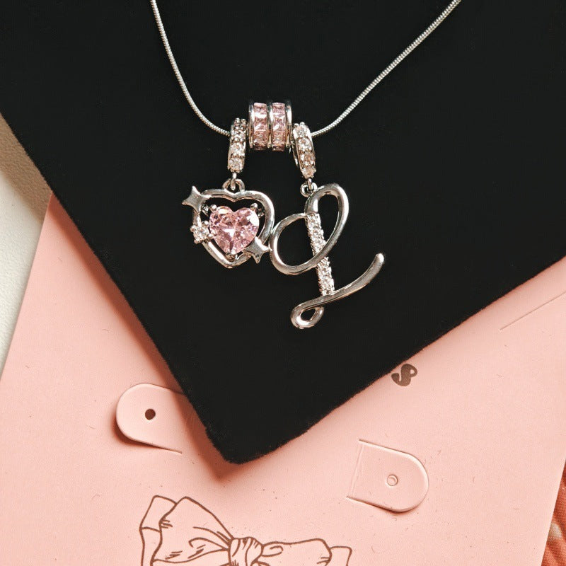 Wish Loving Heart Zircon English Letter Necklace