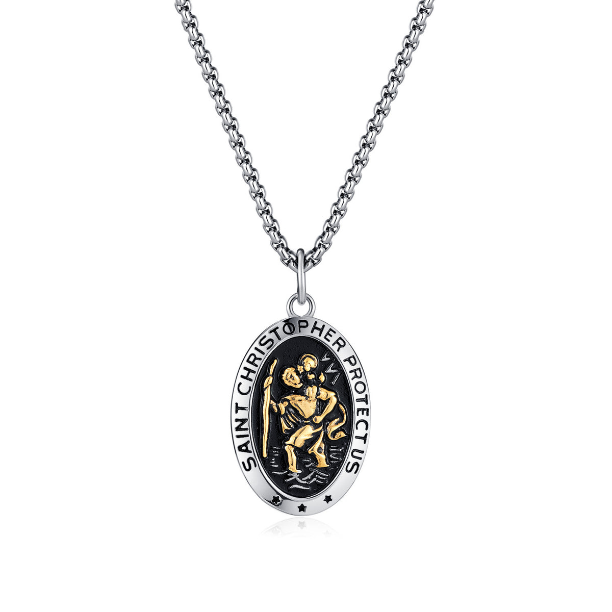 Stainless Steel St Christopher Men's Necklace