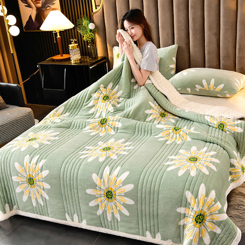Cashmere Three-Layer Blanket Thickened Warm Feather Silk Blanket