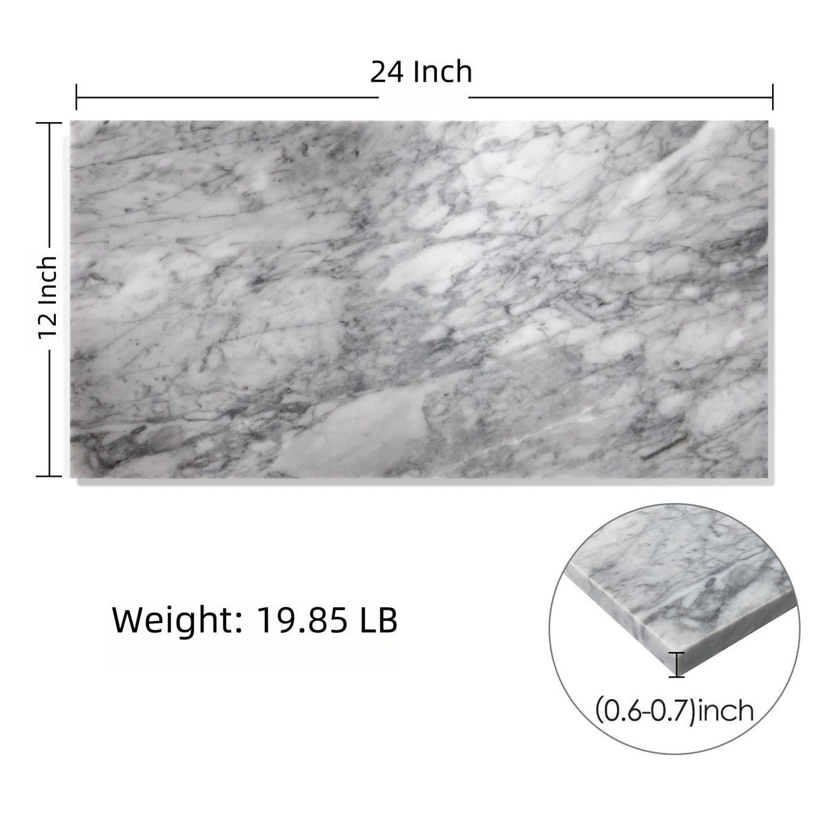 12X24 Inch Carrara Marble, Gray Marble, Natural Marble, For Wall And Floor, Polished Marble Tile