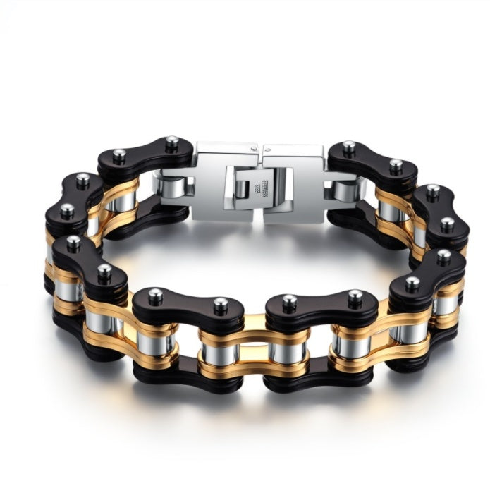 European and American Popular Orange Black Stainless Steel Bicycle Bracelet