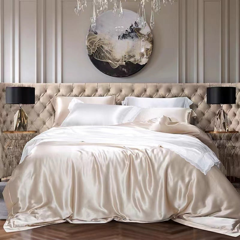 Four-Piece Double-Sided Silk Quilt Cover Ice Silk Tencel Spring And Summer Bedding