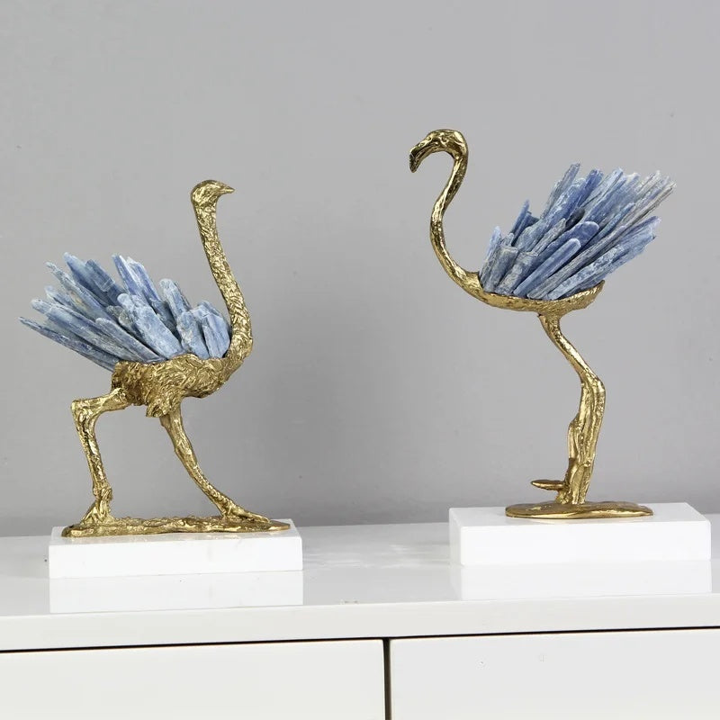 Modern Light Luxury Flamingo Crystal Brass Decoration Living Room