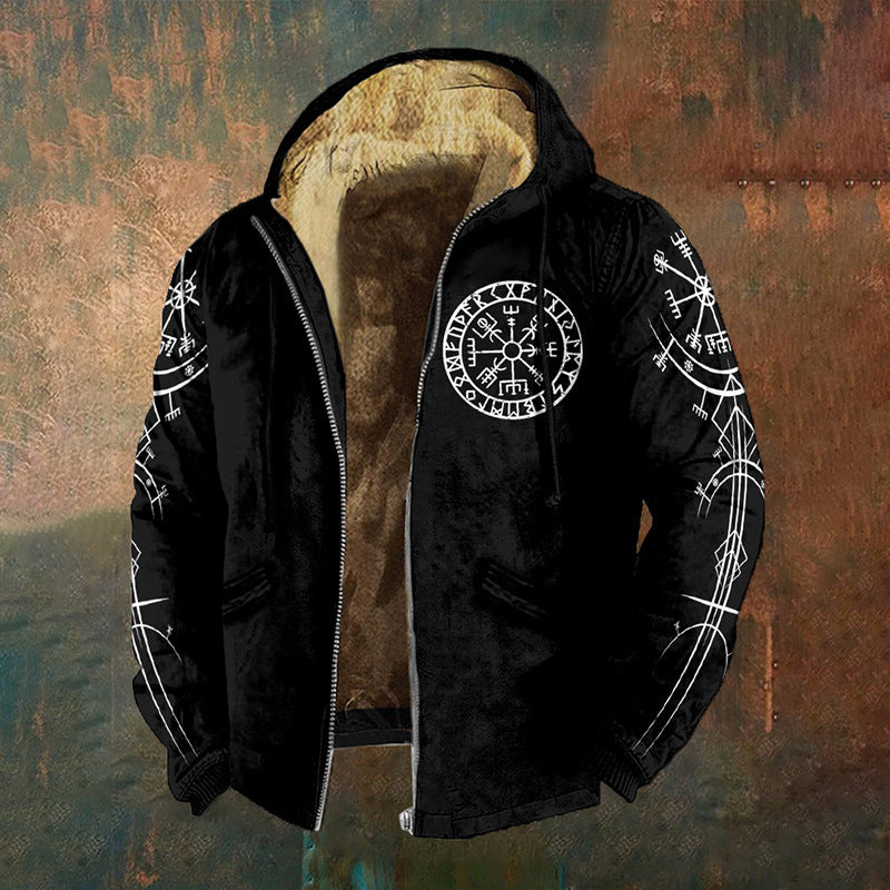3D Digitalprint Mens Fashion Vintage Hooded Zipup Jacket