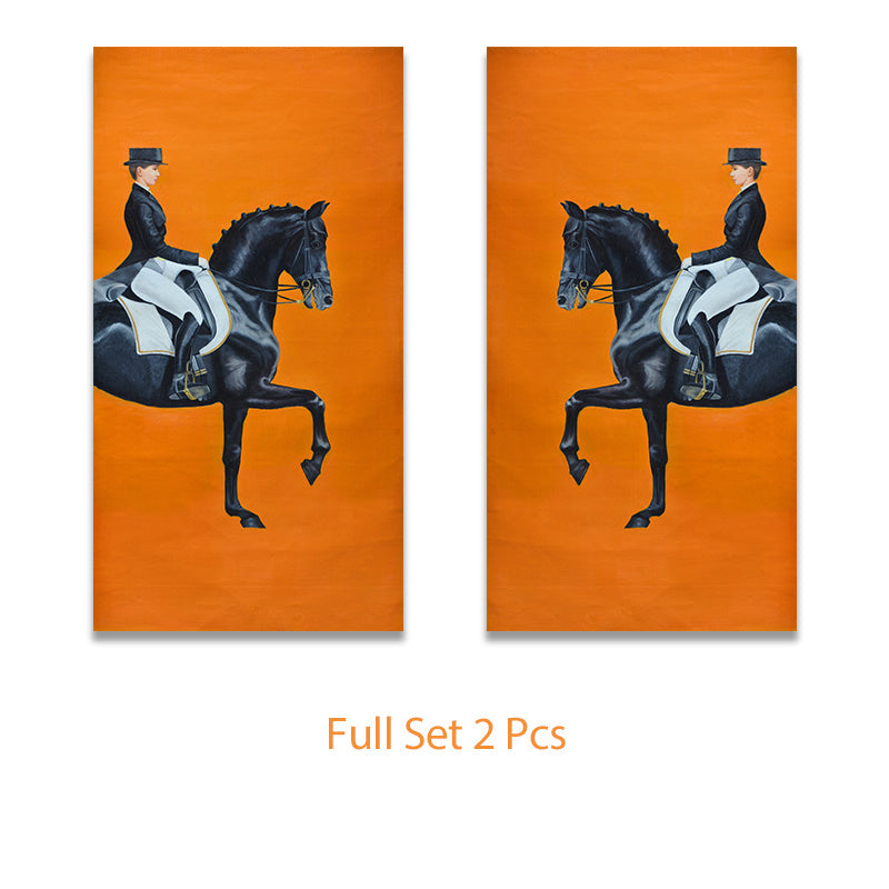 Classic Modern Orange Racehorse Canvas Print Poster