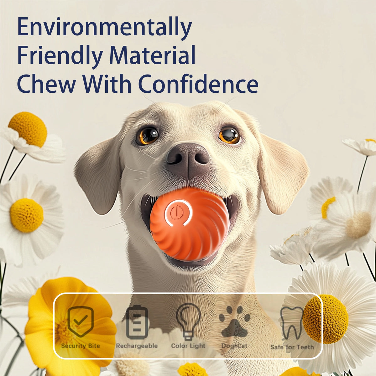 Interactive Bouncing Ball For Dogs,Automatic Smart Toy, Self-moving Rotating Stimulating Pet Entertainment, Noise-Reducing Urchin Cover,USB Rechargeable Dog Toy, Dog Electric Interactive Toy