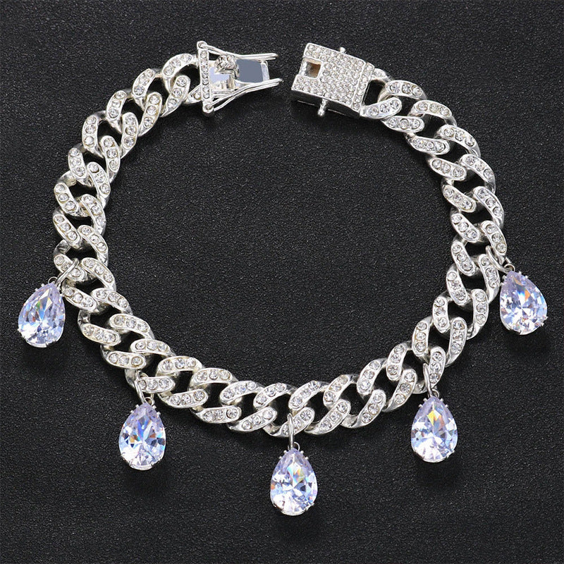 Temperament Water Drop Cuban Foot Chain
