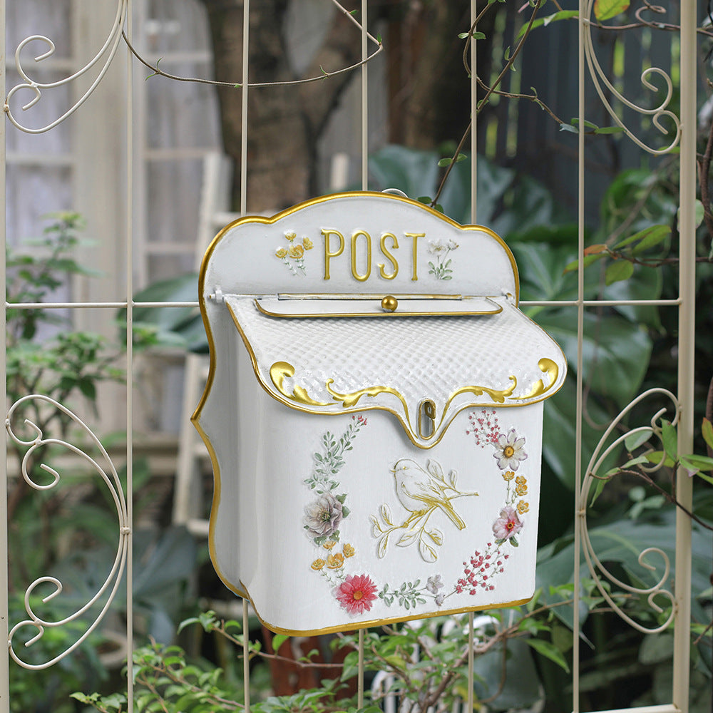 European-Style Flower And Bird Mailbox Three-Dimensional Relief Delivery Box