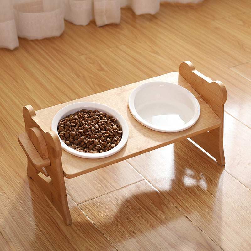 Oblique Pet Dining Table Dog Bowl Ceramic