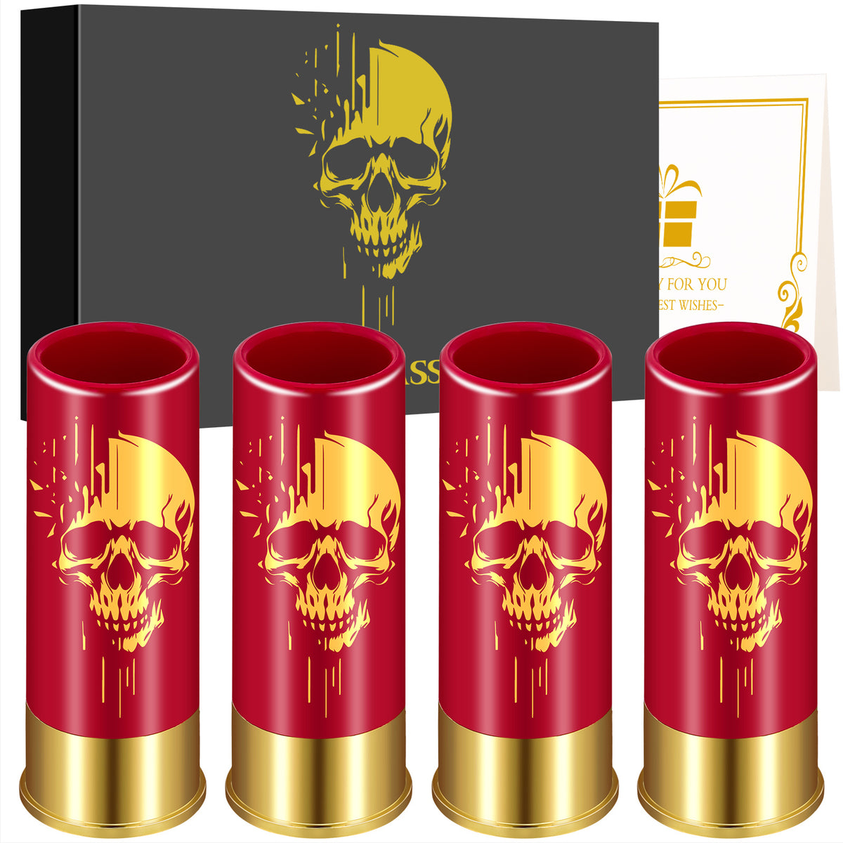 4pcs Skull Shot Glasses, 1.5oz - Reusable, High-Quality Plastic Bullet Cups For Whiskey, Cocktails & Wine, Perfect For Bars, Parties & Gifts