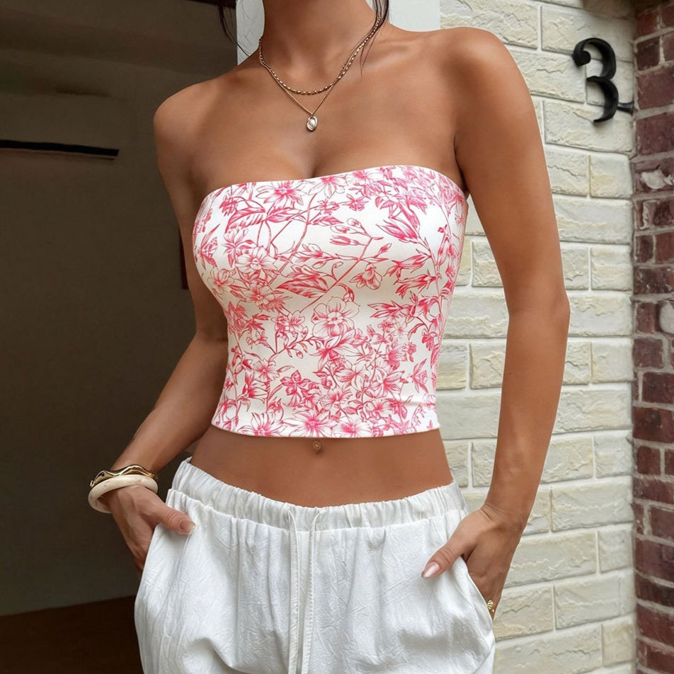Womens Versatile Retro Floral Tank Top