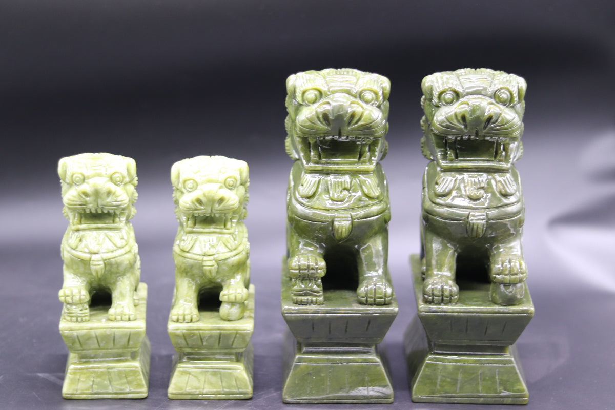 A Pair of Sapphire Green Auspicious Chinese Lions for Home
