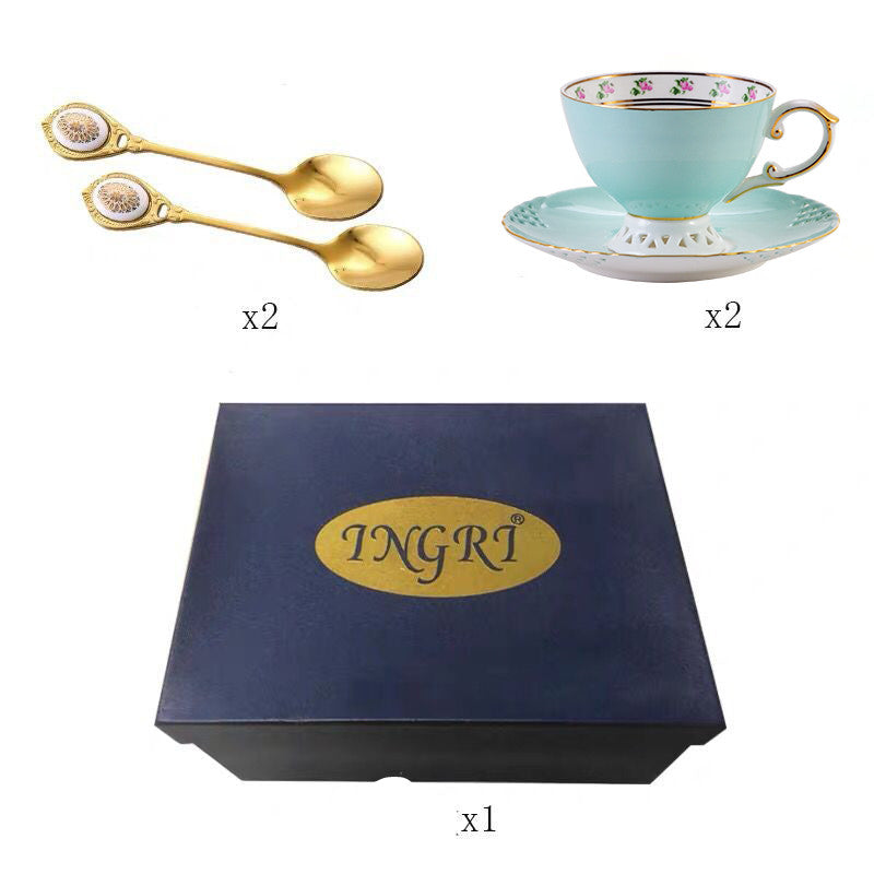Coffee Cup And Saucer Set Ceramic Light Luxury Bone China Flower Tea Cup And Tray