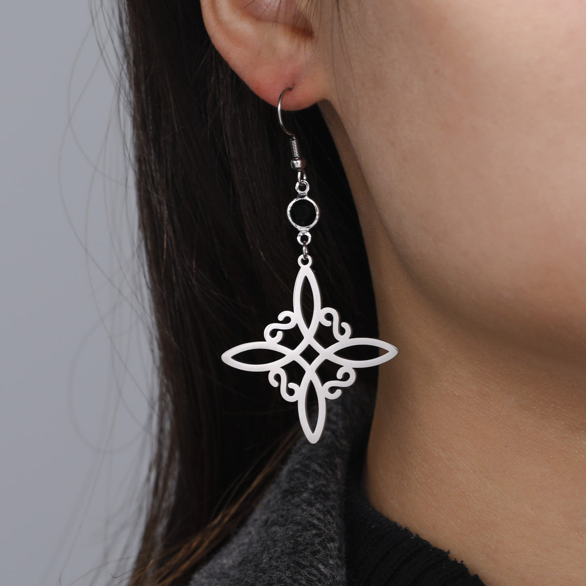 Women's S-Shaped Pendant Stainless Steel Earrings