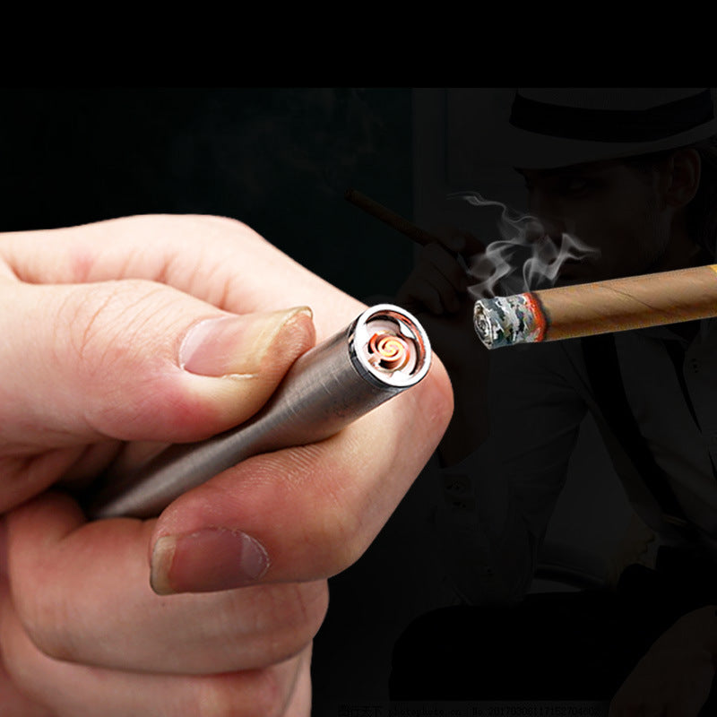 USB Charging Lighter Mini Windproof Cylinder Heating Wire Cigarette Lighter