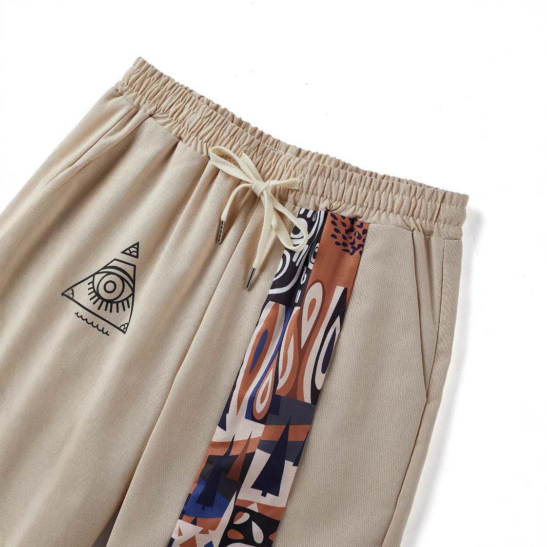 Retro Printed Loose Casual Straight Trousers
