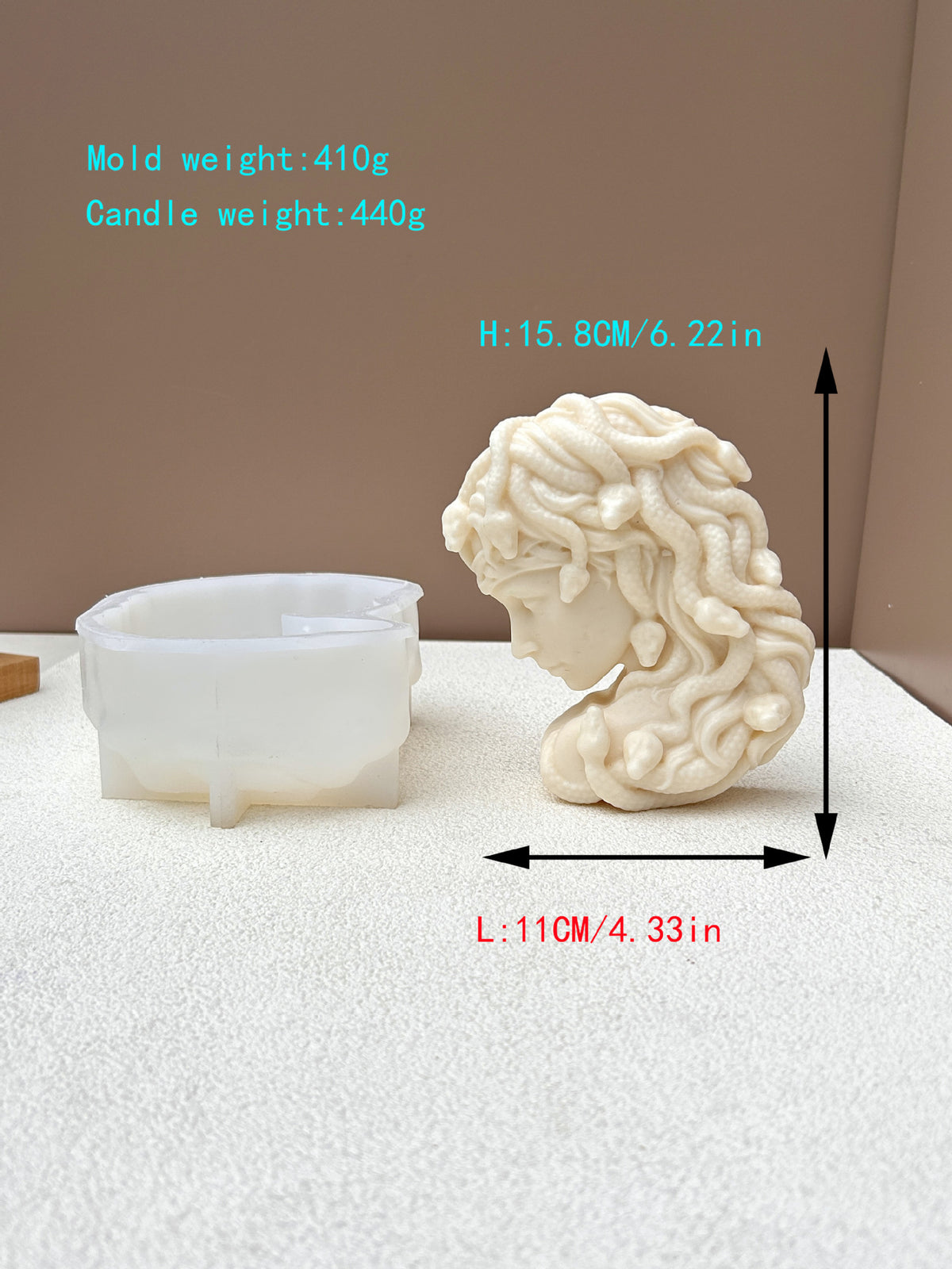 Half Face Medusa Candle Silicone Mold