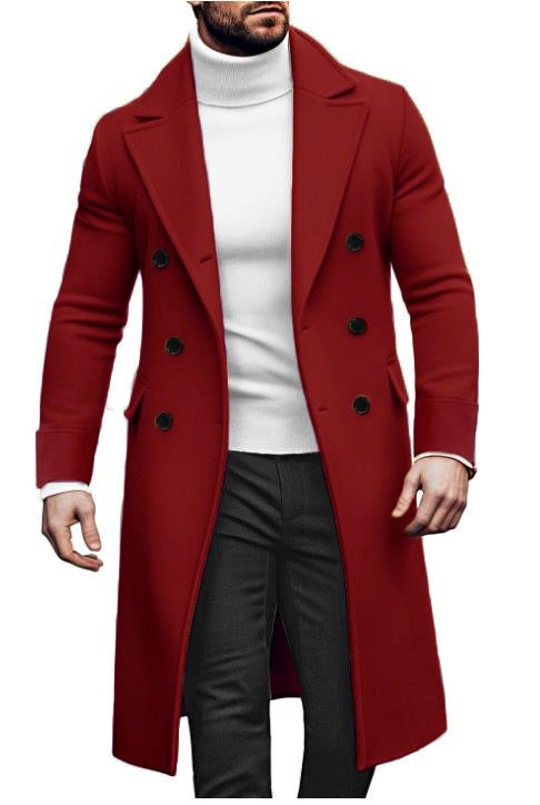 Woolen Large Overcoat Male Double-Breasted Coat