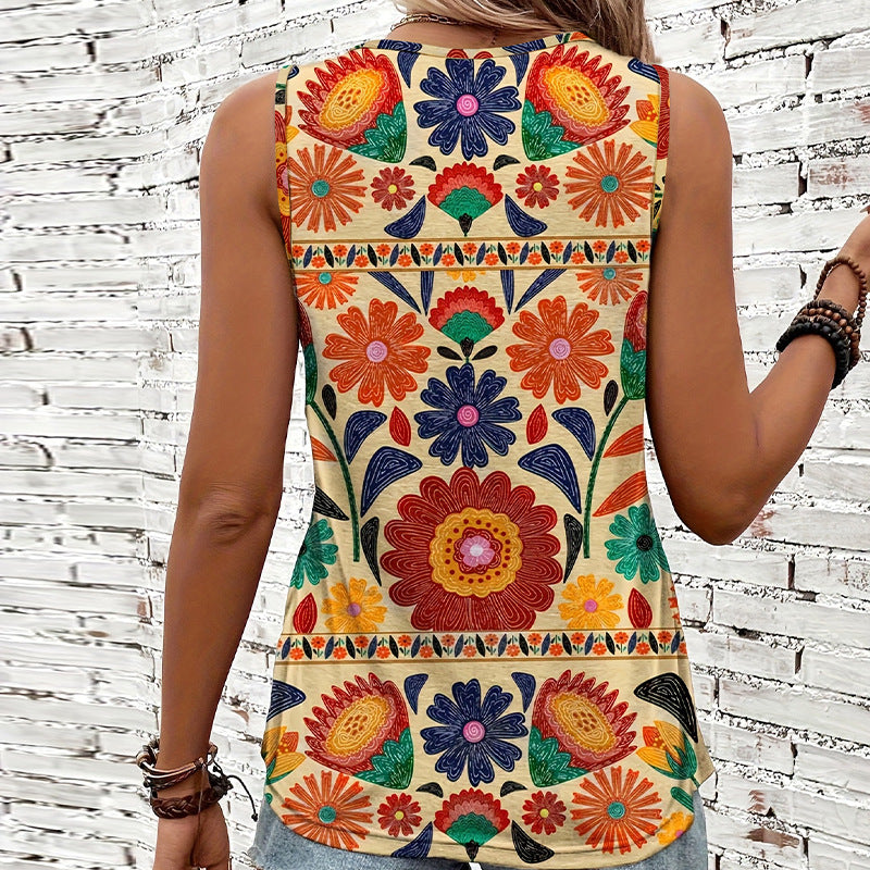 Summer Sleeveless Floral Vest For Women