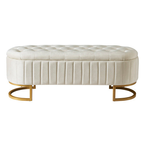 Elegant Fabric Velvet Storage Footstool
