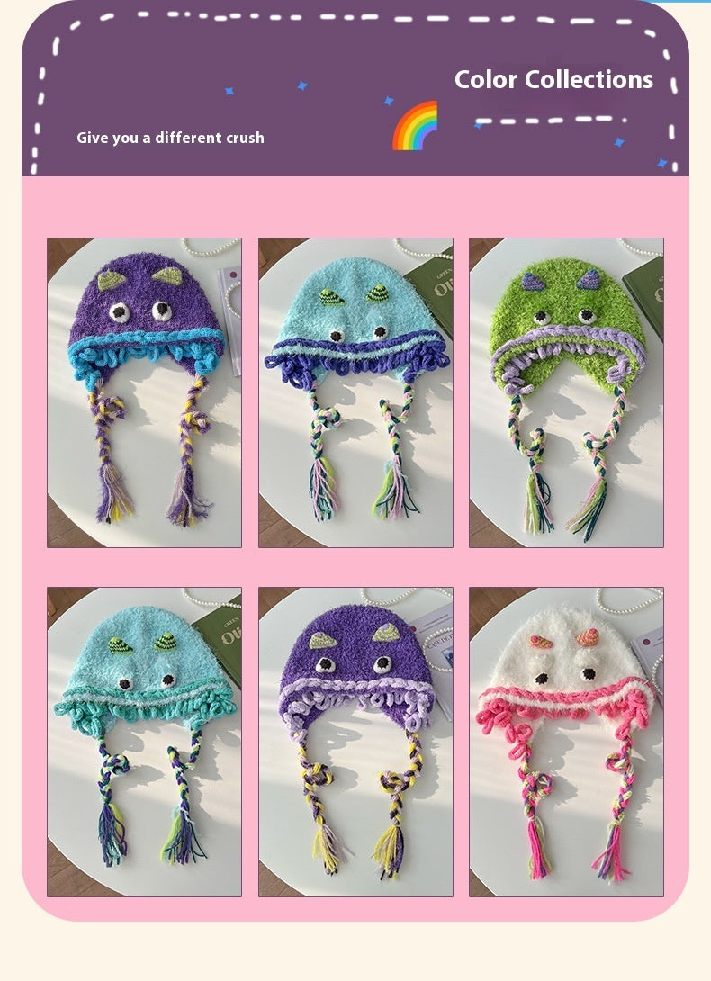 Cartoon Cute Monster Hat Casual Versatile Plush Bonnet
