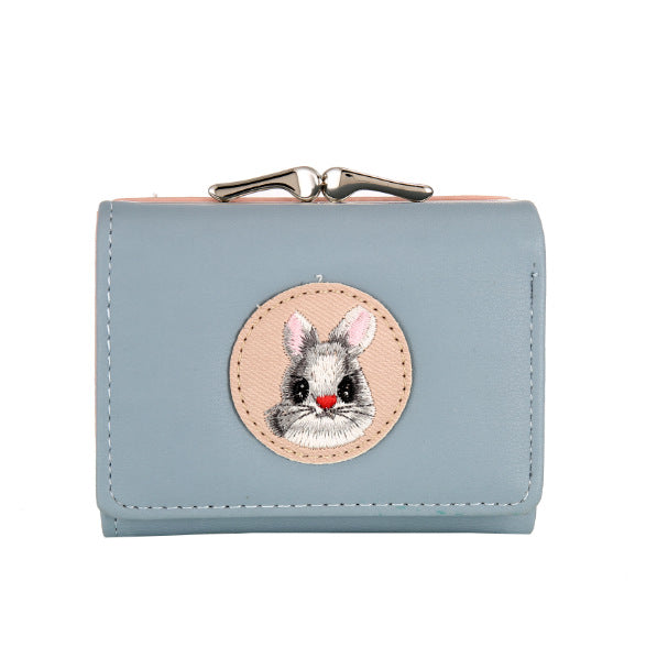 Short Women's Small Clip Bag Solid Color Cute Women's Coin Purse