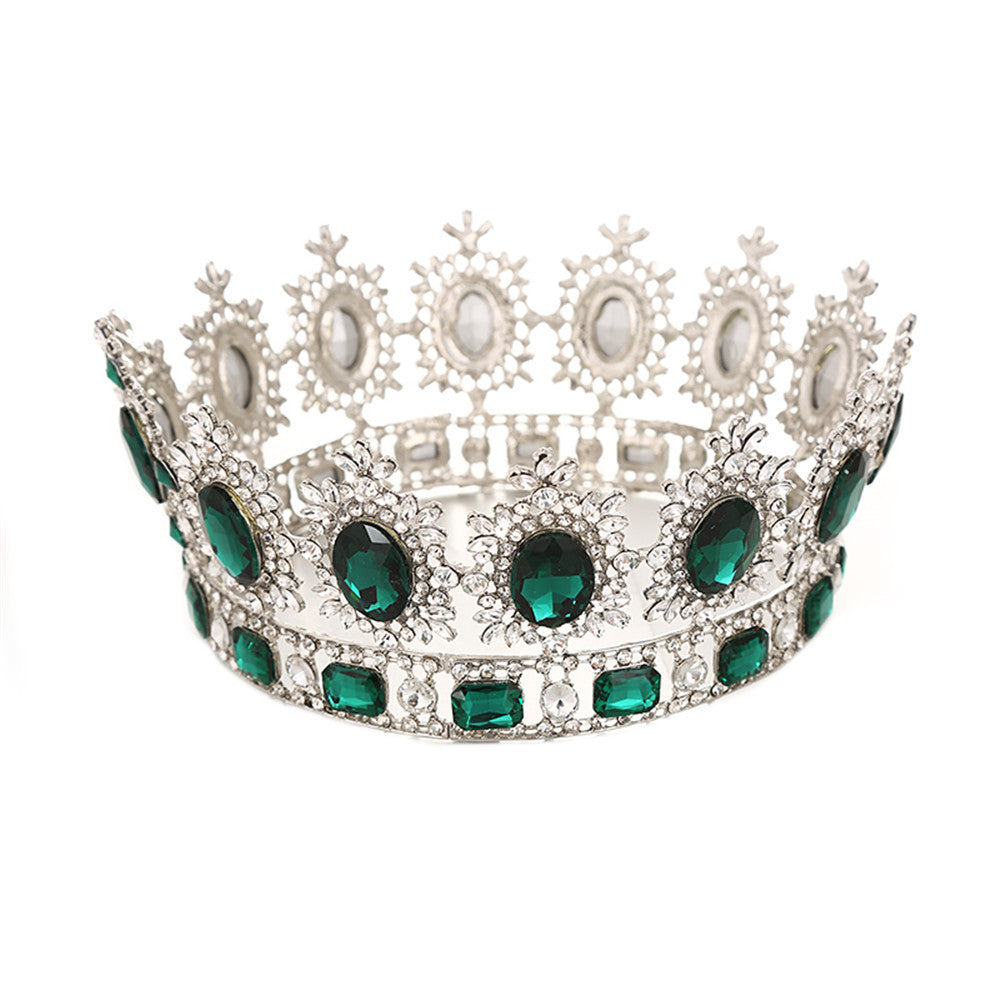 Bride European Princess Big Crown Round Baroque Full Crown Wedding Dress Accessories