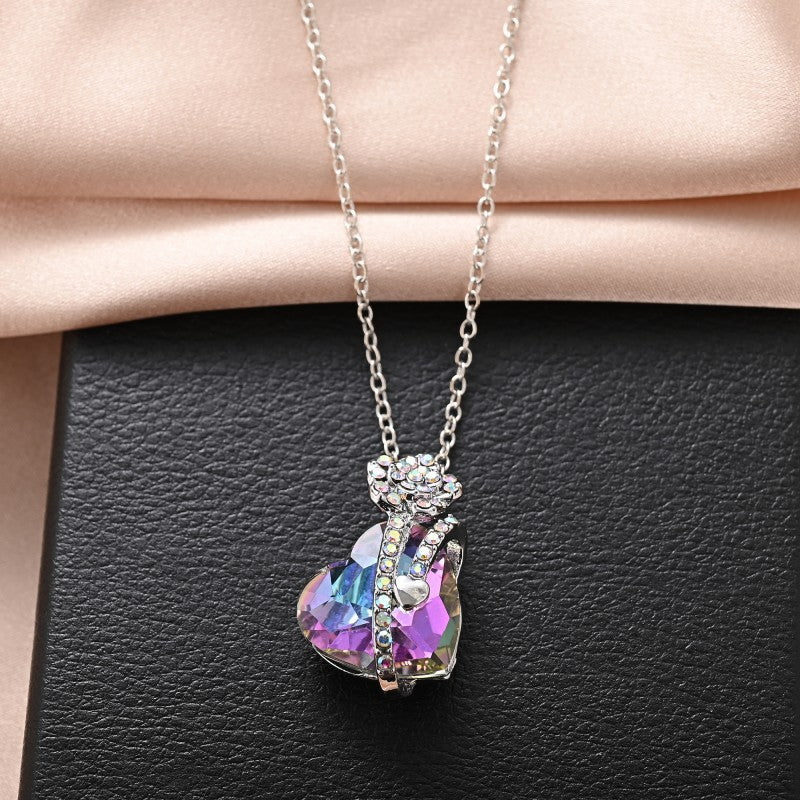 Rose Studded Diamond Pendant Necklace