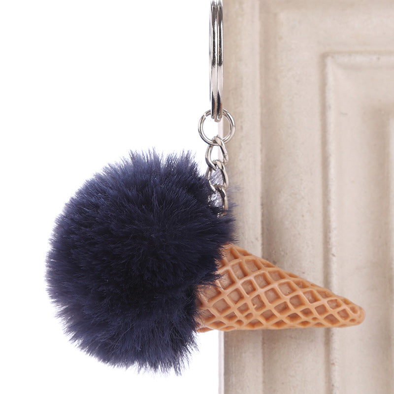 Acrylic Ice Cream Key Chain Ice Cream Fur Ball Key Chain Imitating Fur Ball Donut Car Key Chain Pendant
