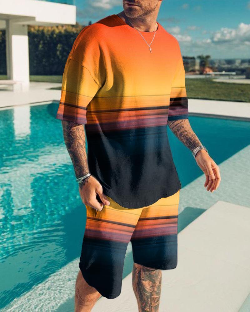 3D Digital Printing Men's T-Shirt Sports Suit
