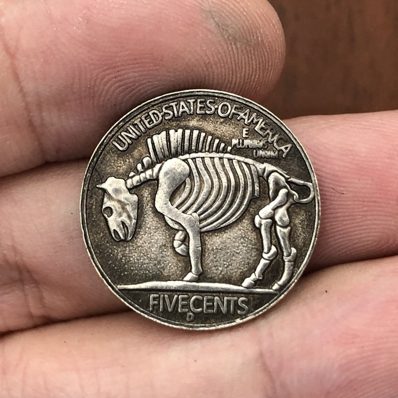 21MM Antique Silver Dollar Buffalo Wanderer Coin