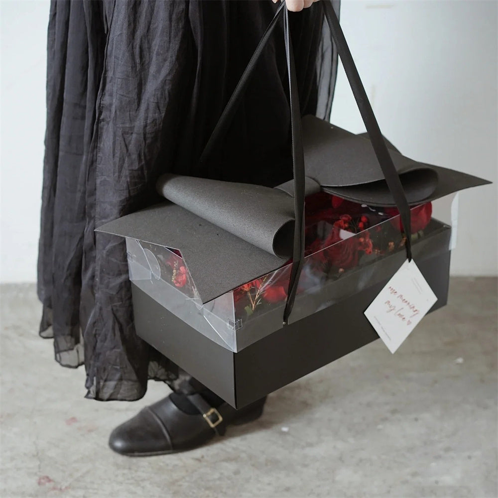 Bow Knot Handheld Flower Box Birthday Gift Transparent Bouquet Fruit Packaging Boxes Valentine's Day Rose Storage Bag