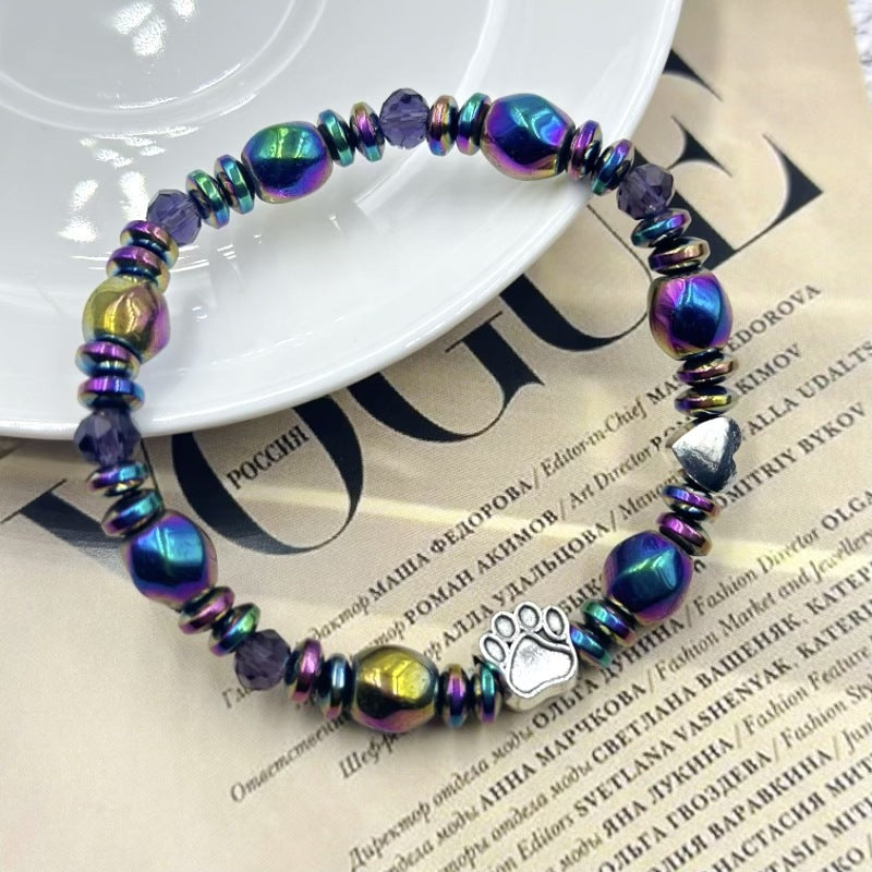 Colored Stone Chain Bracelet New Magnet Hand-Woven