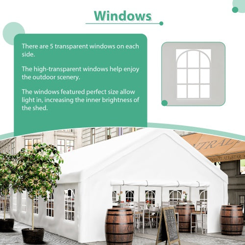 20x32FT Party Tent Heavy Duty, Large Wedding Event Shelters With 3 Storage Bags & Removable Sidewalls, Outdoor Canopy Gazebo Commercial Tents For Parties Carport Camping Garden Patio
