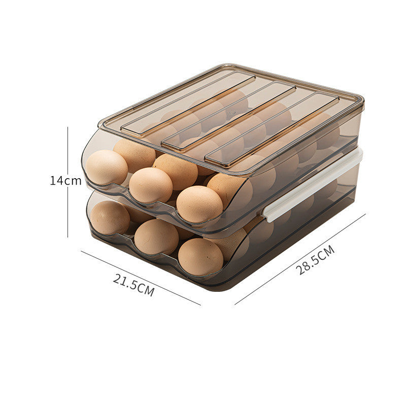 Refrigerator Rolling Egg Carton With Lid Rolling Egg Kitchen Transparent Rolling Egg Rack