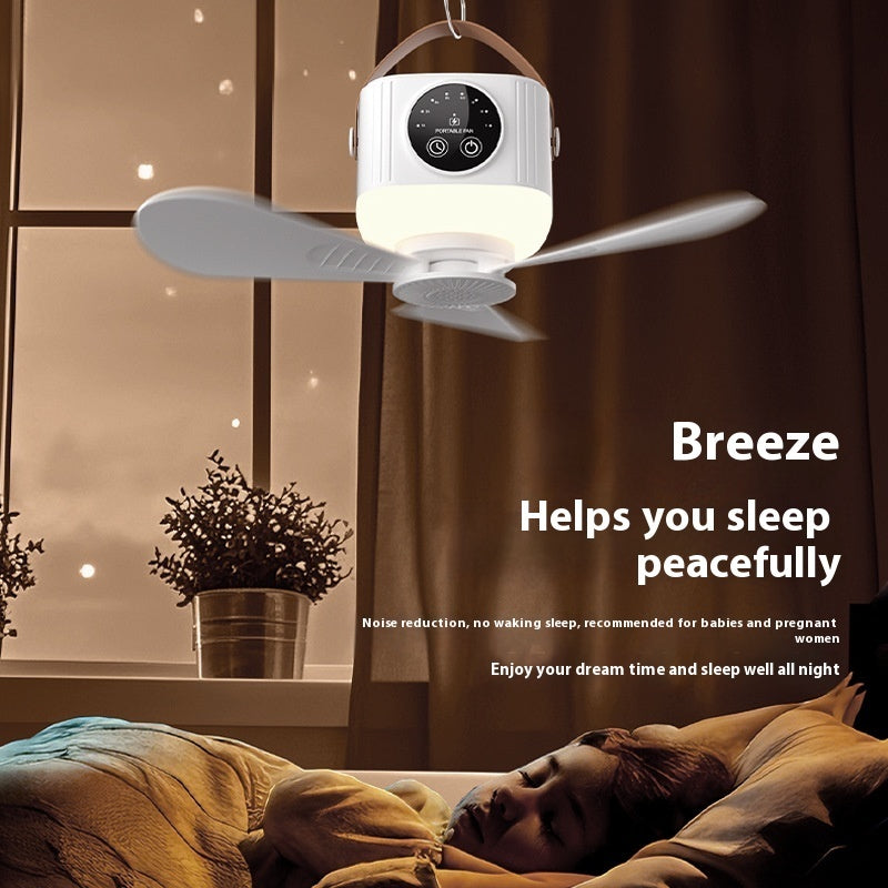 Multifunctional Light Small Ceiling Fan Outdoor Camping USB Rechargeable Fan