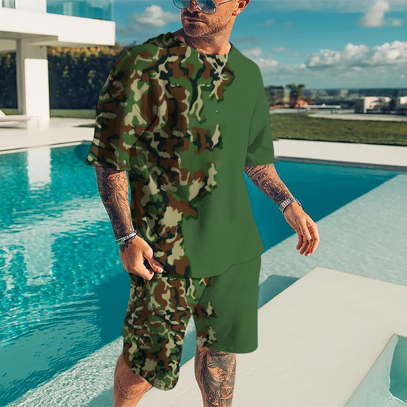 3D Digital Printing Men's T-Shirt Sports Suit