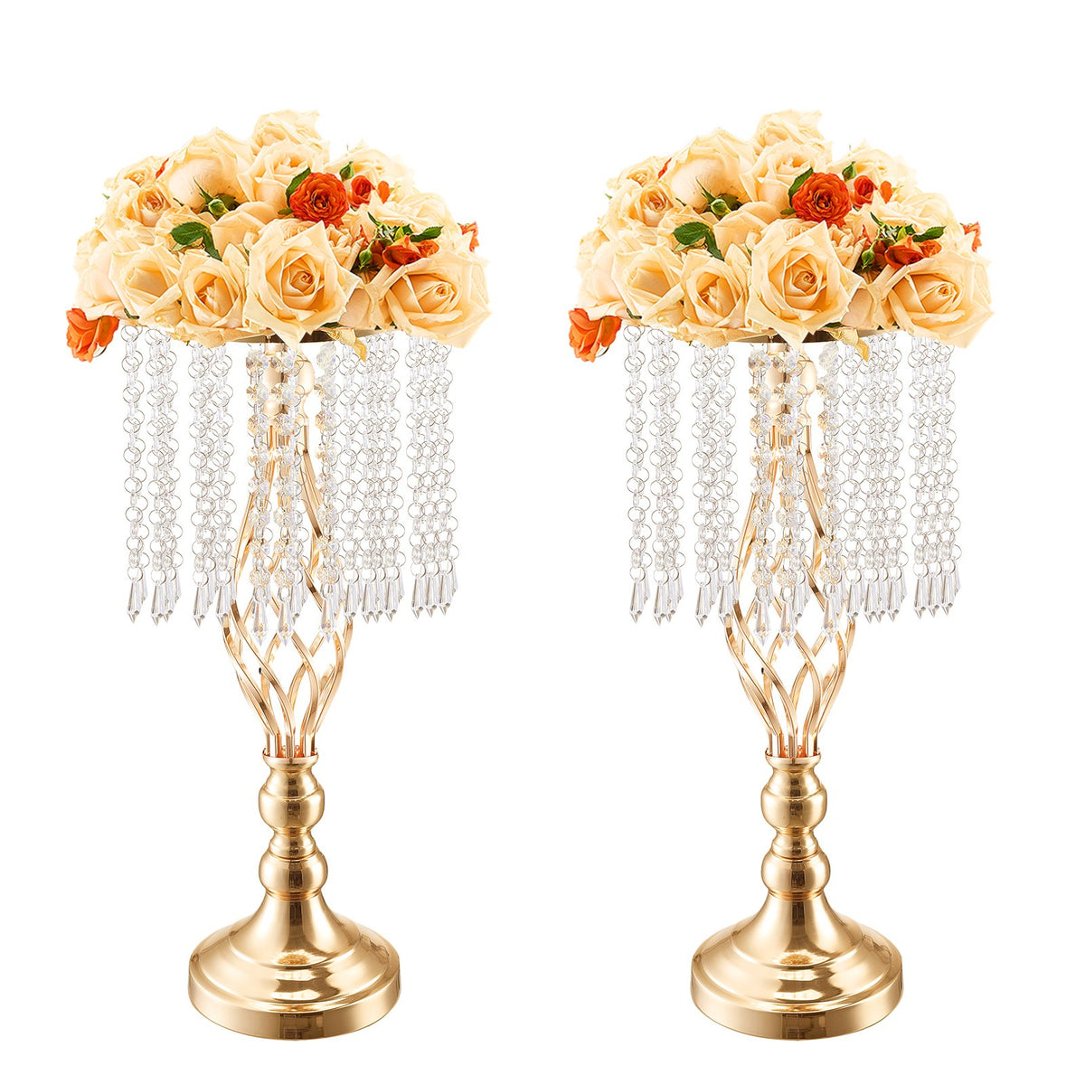 12PCS 49cm/19.3” Tall Crystal Wedding Flower Stand Vase For Party Decor