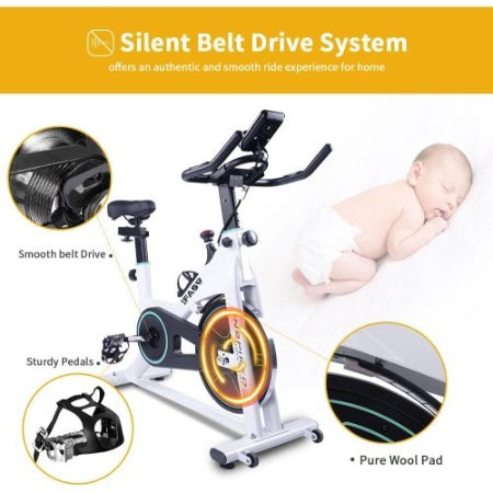 Stationary Bikes For Home Spin Indoor Exercise Bike With LCD Monitor And Comfortable Seat Cushion For Home Gym Cardio Fitness Training