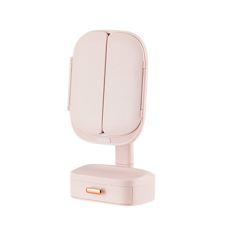 Led Desktop Cosmetic Mirror Household Foldable With Light