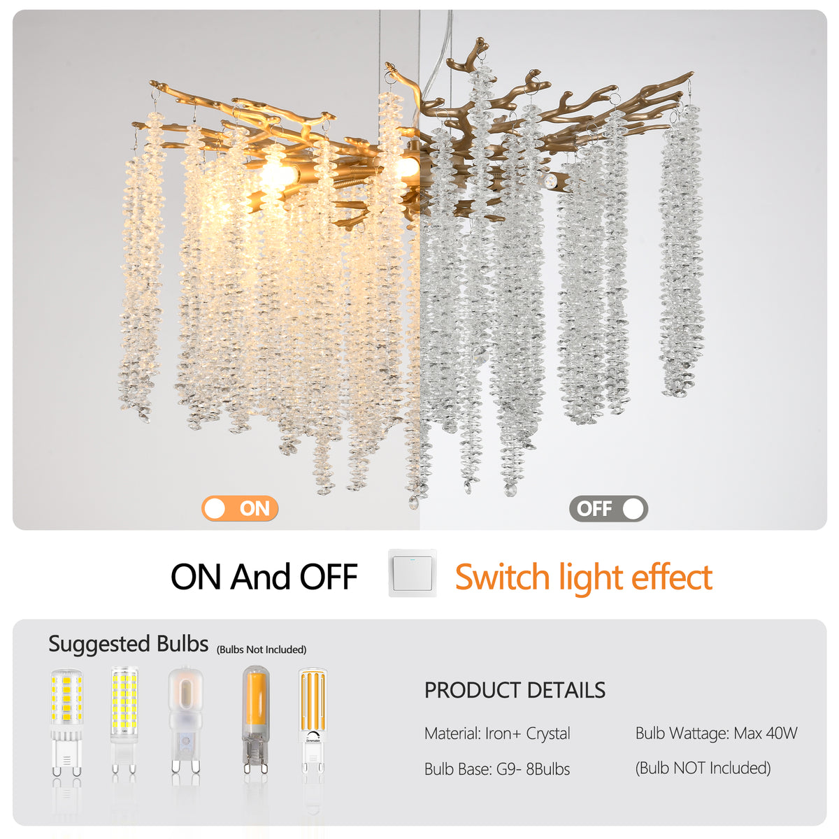 24-inch Modern Golden Pendant Light With Cascading Crystal Strands, Ideal For Living Room, Dining Room And Foyer, High-End Decorative Lighting Fixture Bulb Not Included