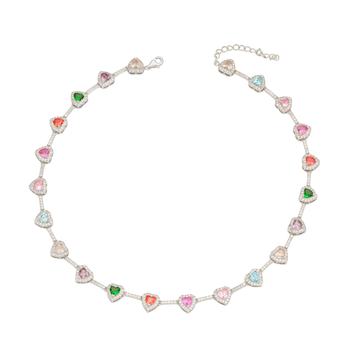 Candy Color Heart Color Zircon Necklace Ornament